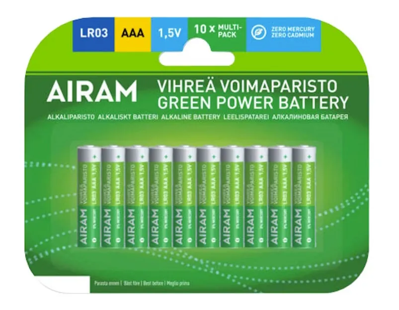 Alkaliparisto Airam Vihreä Voima AA LR6 10KPL